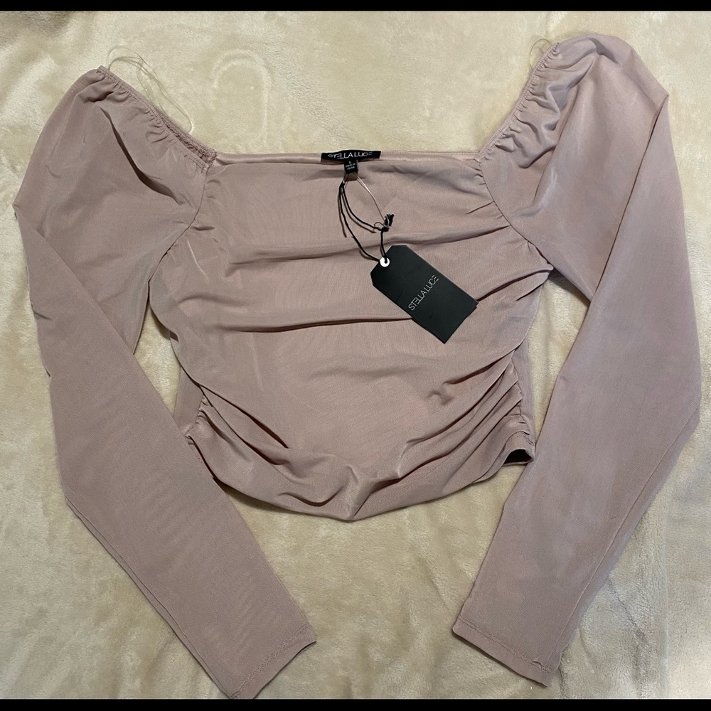 Stella Luce Nude/purple cropped long sleeve in Size L